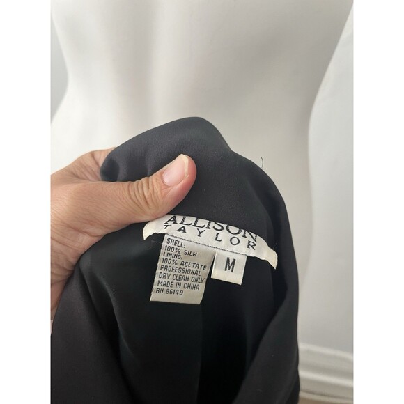 80s Allison Taylor Black Career Jacket Size M Business Casual Full Zip Fitted - Picture 2 of 5